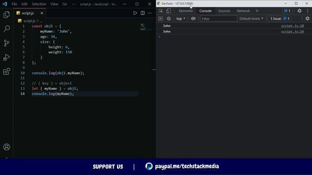 28. JavaScript Object Destructuring Assignment  - 1