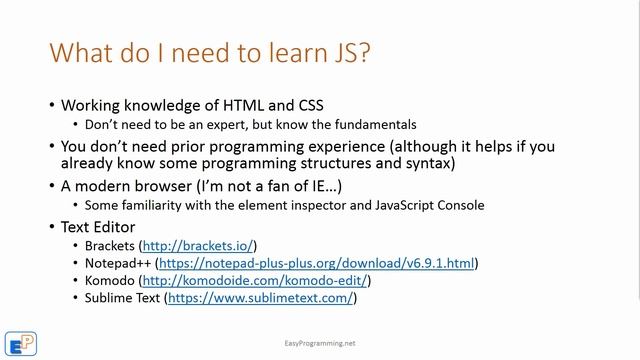 Easy JavaScript - Beginner JavaScript Tutorial - Intro to JS (1)
