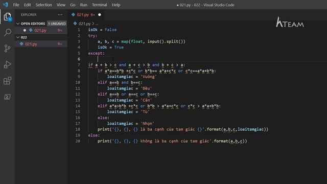 Bài tập #Python tự luyện -Bài 22: Nhập file input và xác định loại tam giác|#Kteam #Howktea