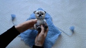 Валяная игрушка котёнок Лучик.