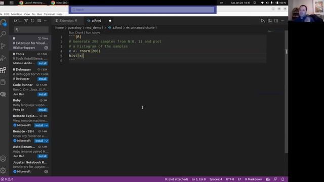 Demo of creating R markdown files with VS Code + GitHub Copilot смотреть онлайн