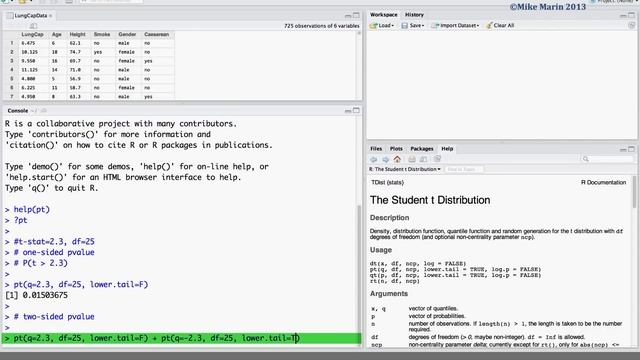 t Distribution and t Scores in R | R Tutorial 3.4 | MarinStatsLectures