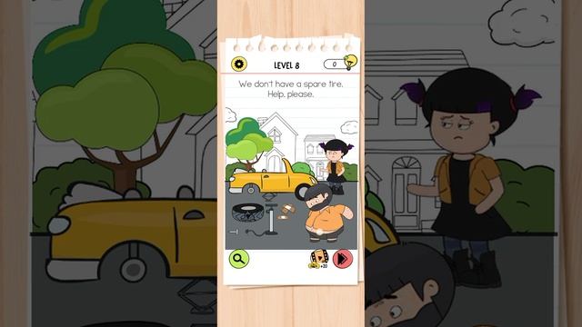 Brain Test 4 Level 8 Walkthrough Solution/brain test 4 level 8 we don,t have a spare tire help plea смотреть онлайн
