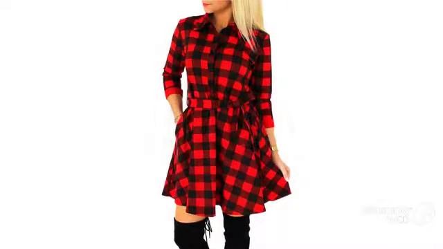 Покупки Одежды с AliExpress - Очаровательное клетчатое платье смотреть онлайн
