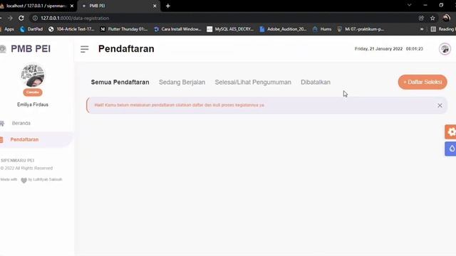 Sistem Penerimaan Mahasiswa Baru (PMB PEI) berbasis Webiste menggunakan Framework Laravel смотреть онлайн