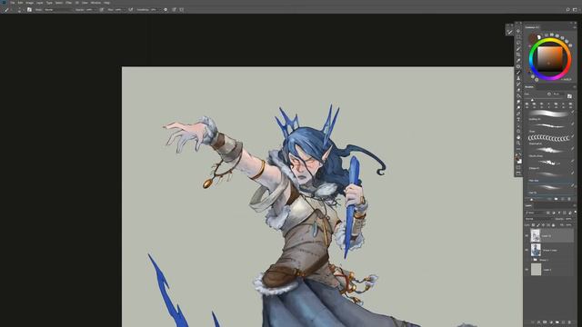 Timelapse of Colouring Line Art - Ice Witch for Mantic Games смотреть онлайн
