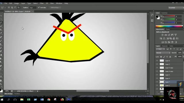 Draw a angry bird using of photoshop смотреть онлайн