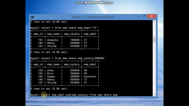 Run SQL Query : SQL with Clauses |Select | from | where | group by | having | order by
