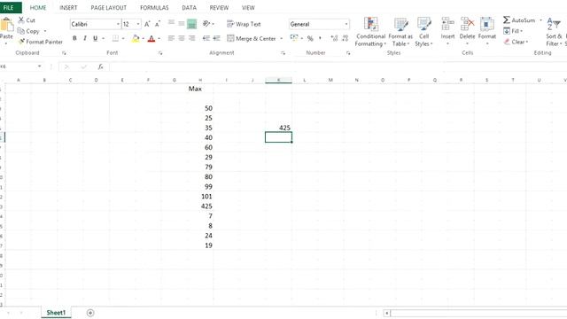 How to find the largest number in Excel