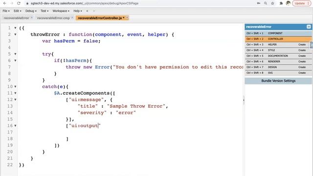 15 Handle Errors and Exceptions in Aura Component | Lightning Aura Component Development Videos