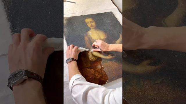 Процесс реставрации картины XVIII века. #restauration #искусство #art