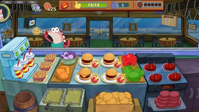 Spongebob Squarepants Krusty Cook Off Game ^ Making Krabby Patty Super Quick with Boosters смотреть онлайн
