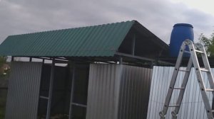 Хозпостройка из проф.трубы и проф.настила.Продолжение