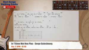 🎸 Je T'Aime Moi Non Plus - Serge Gainsbourg Guitar Backing Track with chords and lyrics