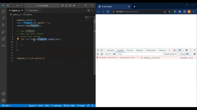Replace underscores with space and capitalize word |  javascript coding interview questions 2023