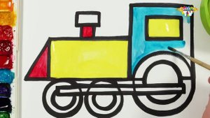 Рисуем поезд, дом и фигурки! Давайте рисовать, раскрашиваем вместе