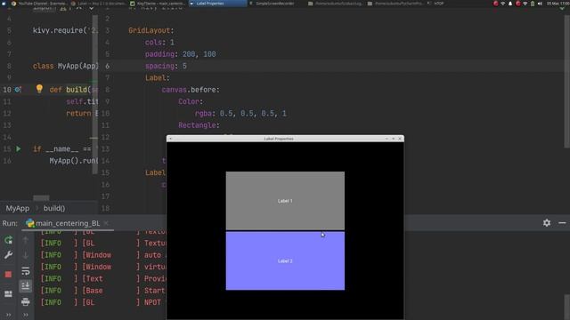 Python Kivy Tutorial: Center Widgets in BoxLayout & GridLayout - Tutorial part 6