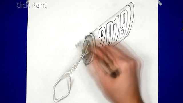 3D Рисунок Новогодняя хлопушка Иллюзия на бумаге 2019 смотреть онлайн