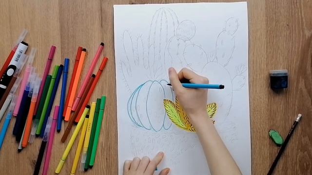 Рисуем КАКТУС с детьми.Как нарисовать кактус. смотреть онлайн
