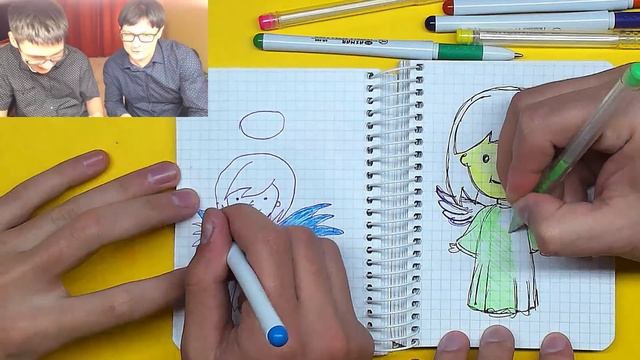 Ангел в блокноте рисуем ГЕЛЕВОЙ РУЧКОЙ смотреть онлайн