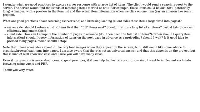 What are frontend/backend good practices to explore server response with a large list of items? смотреть онлайн