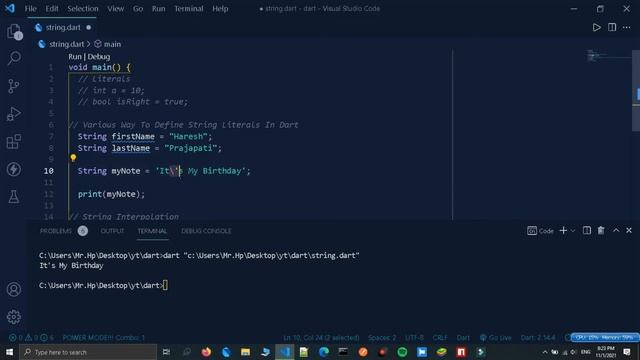 Strings, Literals and String Interpolation In Dart | Basic To Advance Dart Tutorial In Hindi #4
