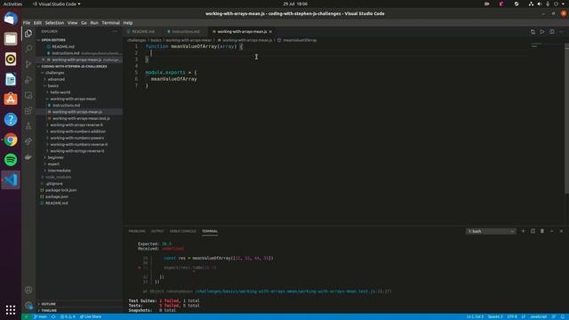 JavaScript Coding Challenge - Working with arrays: mean