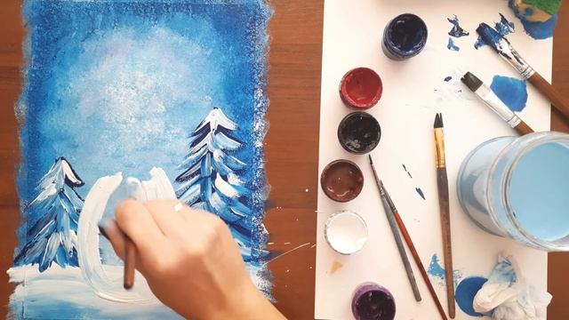 Снеговичок-котик гуашь | Рисование для детей | простой рисунок гуашью смотреть онлайн