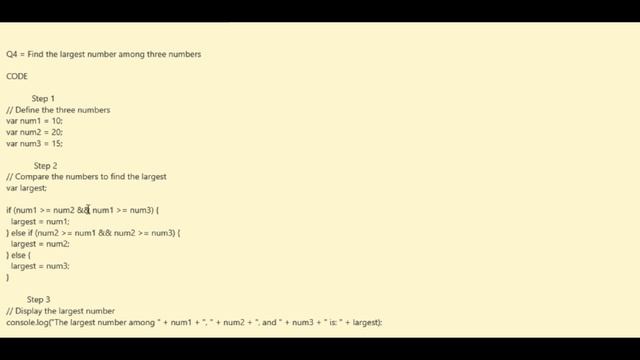 "JavaScript Tutorial: Finding the Largest Number Among Three" #javascript #code #coding