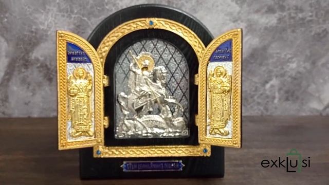 Серебряный складень "Святой великомученик Георгий Победоносец" смотреть онлайн