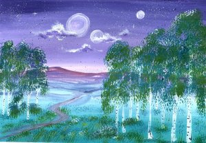Урок 5. Рисунок ГУАШЬЮ / Пейзаж Берёзки