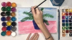 Букет еловых веток. Как нарисовать зимний натюрморт? Мастер-класс для дошкольников.