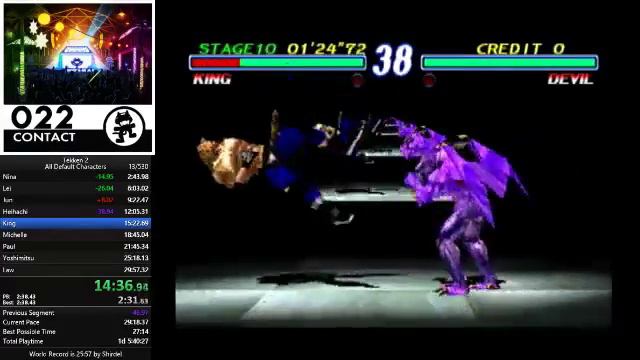 Tekken 2 - All Default Characters (1 Round) Speedrun in 29:11