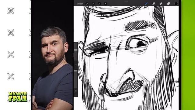 Художник-шаржист Александр Душевный (часть 2 - рисунок) смотреть онлайн