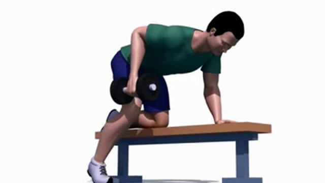 Разгибания руки с гантелей в наклоне с опорой о скамью смотреть онлайн