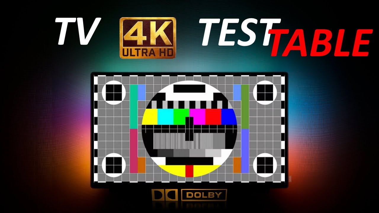 Тест таблицы 4K для настройки ТВ. Тест на битые пиксели, тест аудио долби. TV test tables 4K.