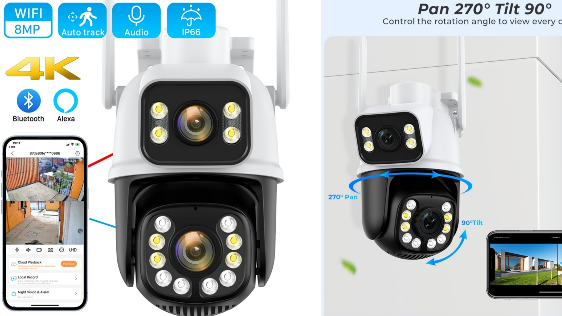 Камера видеонаблюдения с двумя независимыми объективами Anbiux A27 8MP #cctvcamera смотреть онлайн