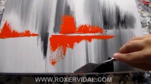 Acrylic Abstract Painting / Orange, Black and White / R-157