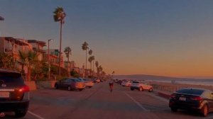 Calming Sunset Drive in Manhattan Beach Los Angeles California | Beautiful Coastal Town