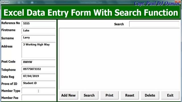 How to Create Excel VBA Data Entry Form With Search Function using Userform - Part 2 of 2