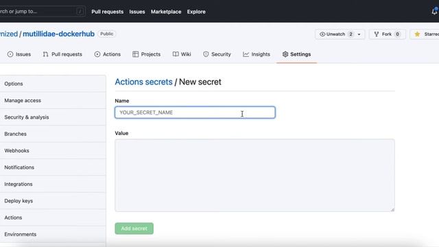 How to create a GitHub Secret