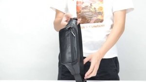 Сумка поясная мужская кожаная Бананка нагрудная Сумка на пояс мужская Черная