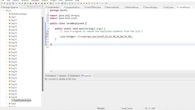 Java 8 program to remove the duplicate elements from the list | remove duplicates from sorted array