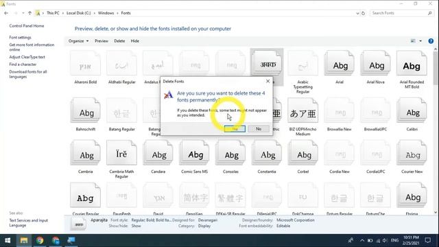 How to Uninstall font in windows 10,7,8 in hindi 2021 | Windows font delete by one click | Uninstal