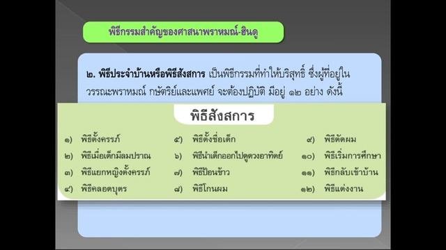 สังคมฯ ป.6 ความสำคัญของศาสนพิธี และพิธีกรรมของศาสนาอื่นๆ ตอน ศาสนาพราหมณ์ ฮินดู และศาสนาซิกส์
