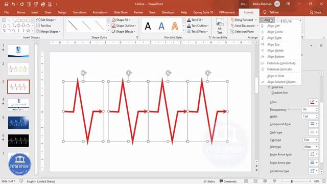 Create 4 Step Lifeline Shape Infographic Slide in PowerPoint - Tutorial No. 836