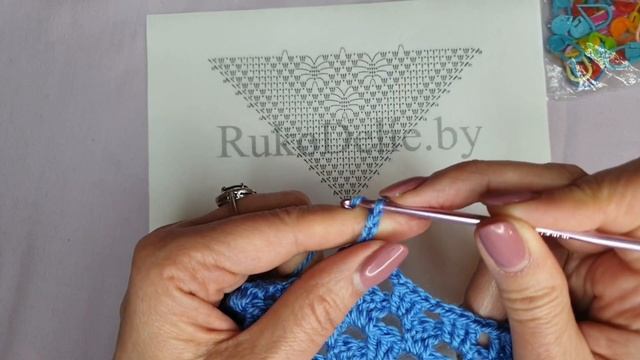 Шаль крючком -" Цвет Рябины" МК. Часть 1. смотреть онлайн