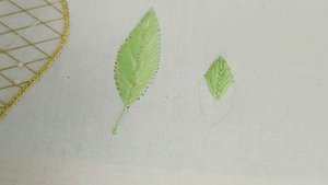 Вышивка мулине, листья