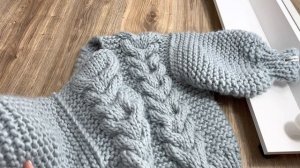 Кардиган крупной вязки 100 % меринос спицами