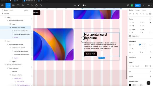 WEB DESIGN IN FIGMA ep.04: Horizontal Text + Image Cards (Free Web Design Course)